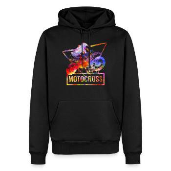 Motocross moto moto moto - Sweat à capuche Premium bio Homme - noir - Devant - Nico (187cm)