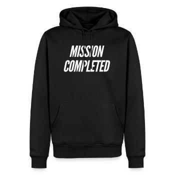 Mission completed - Männer Premium Bio Hoodie - Schwarz - Vorne - Nico (187cm)