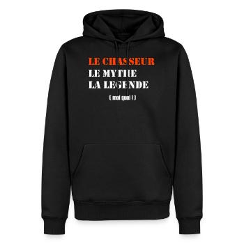 le chasseur le mythe la légende - Sweat à capuche Premium bio Homme - noir - Devant - Nico (187cm)