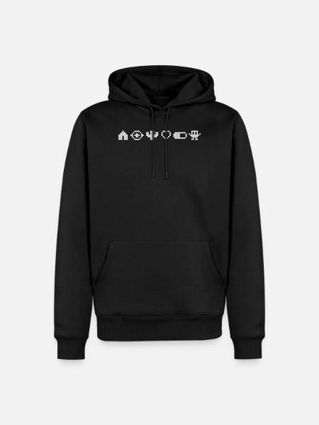 Retro Pixel-Art - Männer Premium Bio Hoodie - Schwarz
