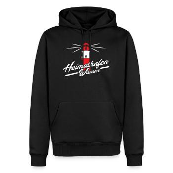 Heimathafen Wismar Norddeutschland Leuchtturm - Männer Premium Bio Hoodie - Schwarz - Vorne - Nico (187cm)
