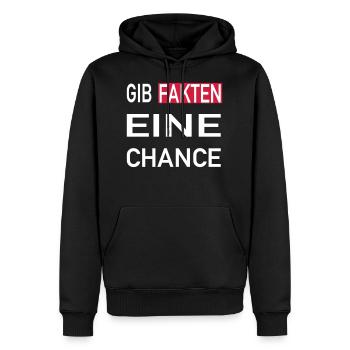 Gib Fakten eine Chance - Männer Premium Bio Hoodie - Schwarz - Vorne - Nico (187cm)