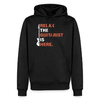 Détendez-vous le guitariste est-il motif de guitare - Sweat à capuche Premium bio Homme - noir - Devant - Nico (187cm)