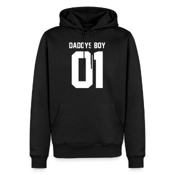 Daddys Boy 01 - Männer Premium Bio Hoodie - Schwarz - Vorne - Nico (187cm)