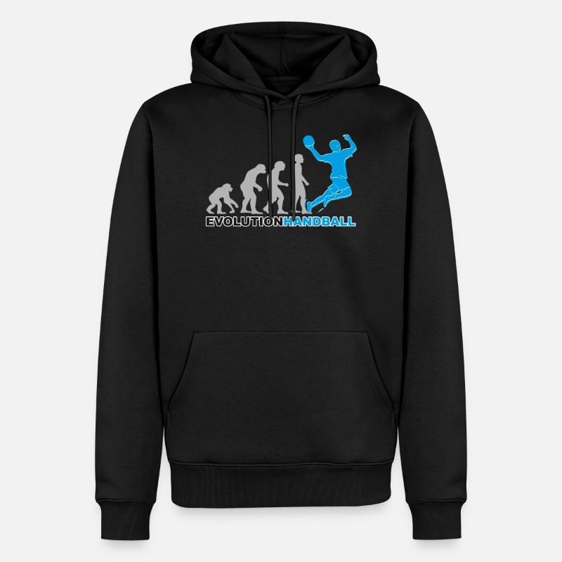 Handball, joueurs de handball, évolution - Sweat à capuche Premium bio Homme - noir