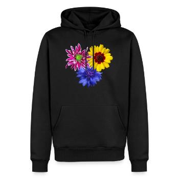Fleurs, floraison, pétales, fleuri, fleur, floral - Sweat à capuche Premium bio Homme - noir - Devant - Nico (187cm)