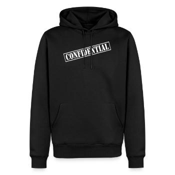 Timbre vectoriel confidentiel - Sweat à capuche Premium bio Homme - noir - Devant - Nico (187cm)