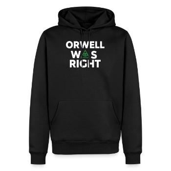 George Orwell 1984 hatte recht - Überwachungsstaat - Männer Premium Bio Hoodie - Schwarz - Vorne - Nico (187cm)
