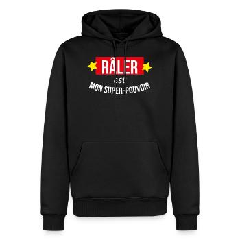 Râler est mon super pouvoir - Sweat à capuche Premium bio Homme - noir - Devant - Nico (187cm)
