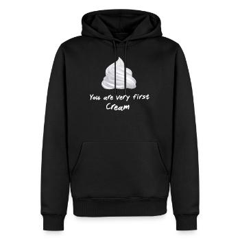 You are very first Cream - Sweat à capuche Premium bio Homme - noir - Devant - Nico (187cm)
