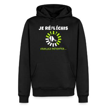 je réfléchis veuillez patienter - Sweat à capuche Premium bio Homme - noir - Devant - Nico (187cm)