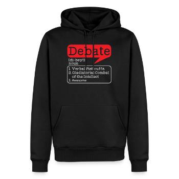 Debate - Men’s Premium Organic Hoodie - black - Front - Nico (187cm)
