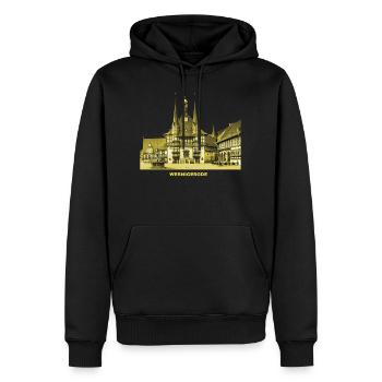 Hôtel de ville de Wernigerode Harz ville colorée à colombages - Sweat à capuche Premium bio Homme - noir - Devant - Nico (187cm)