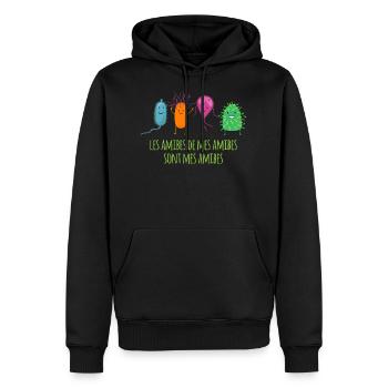 amibes - Sweat à capuche Premium bio Homme - noir - Devant - Nico (187cm)