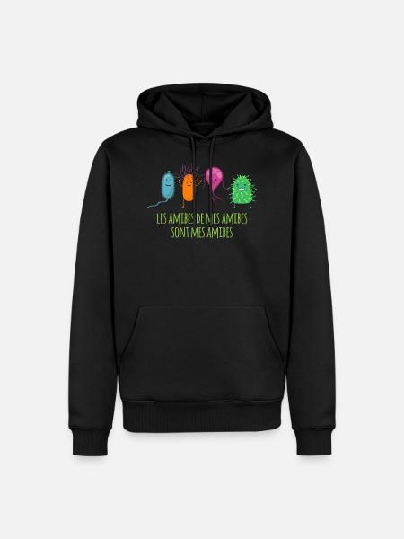 amibes - Sweat à capuche Premium bio Homme - noir