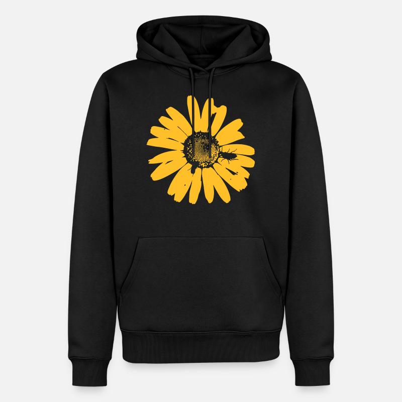 Blume - Männer Premium Bio Hoodie - Schwarz