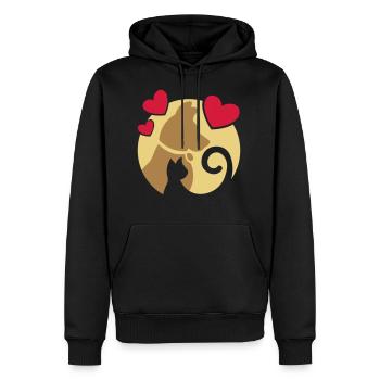 Katze und Hund / cat and dog - Männer Premium Bio Hoodie - Schwarz - Vorne - Nico (187cm)