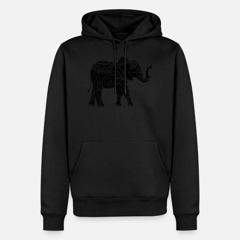 Elefant - Männer Premium Bio Hoodie - Schwarz