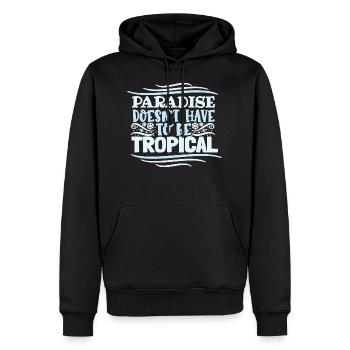 Der Himmel muss nicht tropisch sein - Männer Premium Bio Hoodie - Schwarz - Vorne - Nico (187cm)