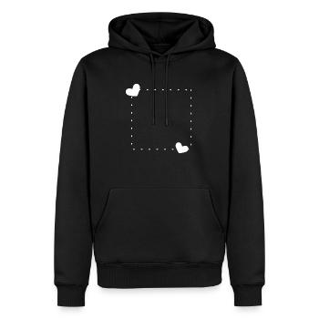 Herz Rahmen Ornament Linie Weiß - Männer Premium Bio Hoodie - Schwarz - Vorne - Nico (187cm)