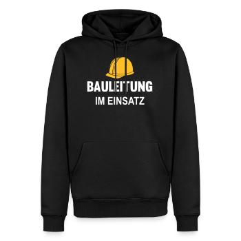 Bauleitung im Einsatz - Männer Premium Bio Hoodie - Schwarz - Vorne - Nico (187cm)