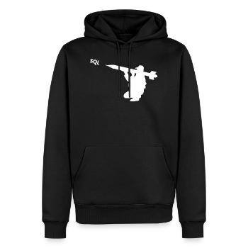 Startet die SQL-Abfrage - Männer Premium Bio Hoodie - Schwarz - Vorne - Nico (187cm)