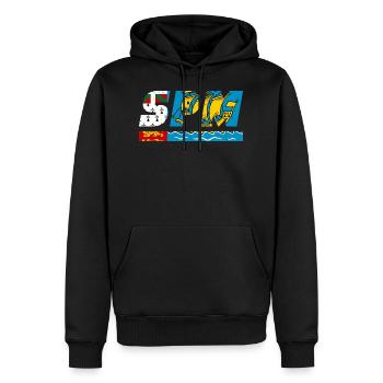 Drapeau SPM drapeau Île Saint Pierre et Miquelon - Sweat à capuche Premium bio Homme - noir - Devant - Nico (187cm)