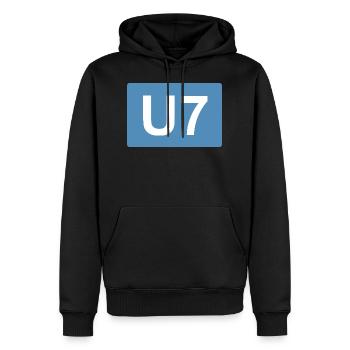 Berlin U-Bahn U7 - Männer Premium Bio Hoodie - Schwarz - Vorne - Nico (187cm)