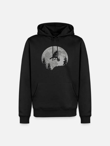 Scooter Mond Vollmond Geschenkidee Skatepark - Männer Premium Bio Hoodie - Schwarz