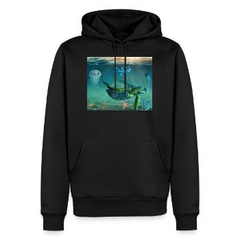 Tortue Mer Cadeau Idée cadeau - Sweat à capuche Premium bio Homme - noir - Devant - Nico (187cm)