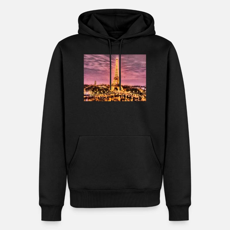 tour Eiffel - Sweat à capuche Premium bio Homme - noir