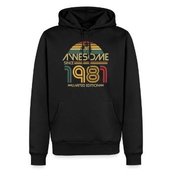 Jahrgang 1981 geboren Retro 1981 Geschenk - Männer Premium Bio Hoodie - Schwarz - Vorne - Nico (187cm)