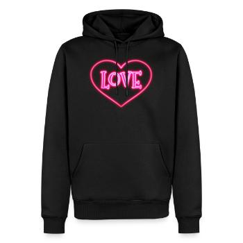 Neon Liebesherz - Männer Premium Bio Hoodie - Schwarz - Vorne - Nico (187cm)