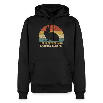 Lapin lapin rétro - Sweat à capuche Premium bio Homme - noir - Devant - Nico (187cm)