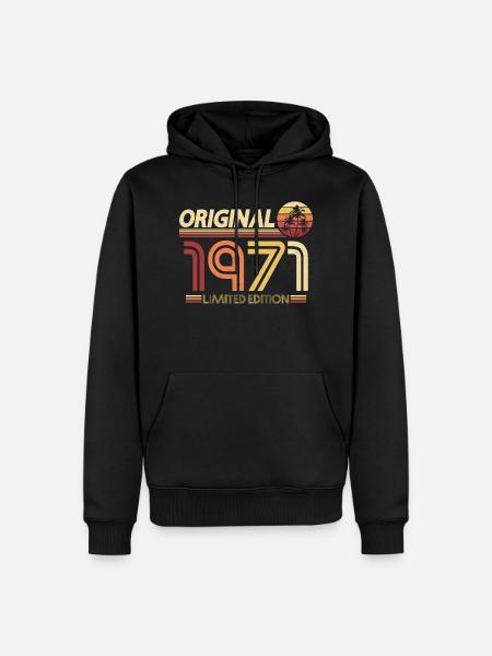 Cadeau d'anniversaire rétro vintage original de 1971 - Sweat à capuche Premium bio Homme - noir