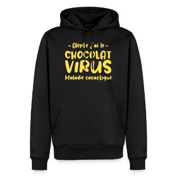 Chocolat Virus - Sweat à capuche Premium bio Homme - noir - Devant - Nico (187cm)