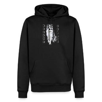 Border Collie Black Merle Comic Text - Männer Premium Bio Hoodie - Schwarz - Vorne - Nico (187cm)