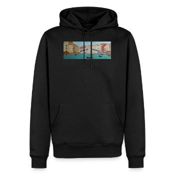 VENICE - Men’s Premium Organic Hoodie - black - Front - Nico (187cm)