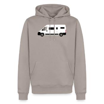 Camping car - Sweat à capuche Premium bio Homme - taupe - Devant - Nico (187cm)