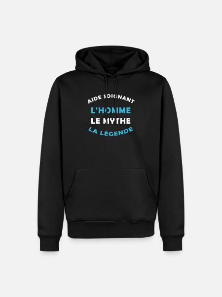 légende AIDE SOIGNANT - Sweat à capuche Premium bio Homme - noir