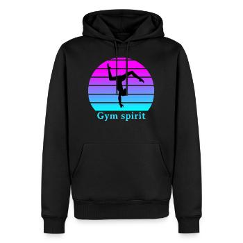 gym spirit - Sweat à capuche Premium bio Homme - noir - Devant - Nico (187cm)