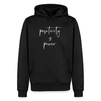 Positivity is power - Männer Premium Bio Hoodie - Schwarz - Vorne - Nico (187cm)