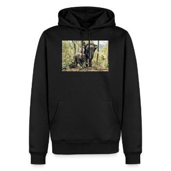 l'éléphant - Sweat à capuche Premium bio Homme - noir - Devant - Nico (187cm)