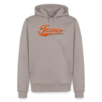 tuner atelier atelier bricoleur autocollant biker - Sweat à capuche Premium bio Homme - taupe - Devant - Nico (187cm)