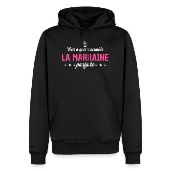 voici à quoi ressemble la marraine parfaite - Sweat à capuche Premium bio Homme - noir - Devant - Nico (187cm)