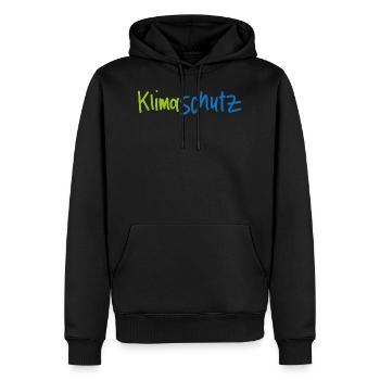 Klimaschutz - Schriftzug - Männer Premium Bio Hoodie - Schwarz - Vorne - Nico (187cm)