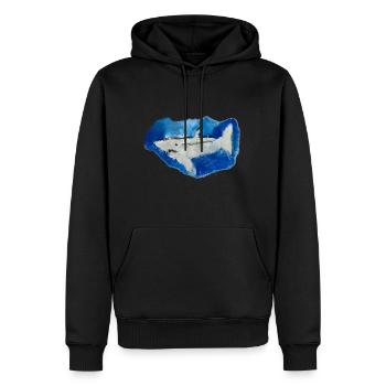 Hai - Männer Premium Bio Hoodie - Schwarz - Vorne - Nico (187cm)