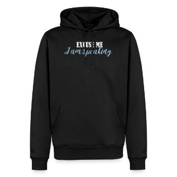 Entschuldigung, ich spreche - Männer Premium Bio Hoodie - Schwarz - Vorne - Nico (187cm)