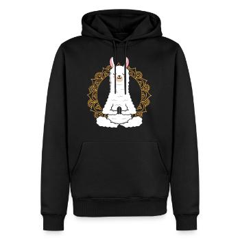 Yoga Llama Alpaka Namaste entspannendes Tier - Männer Premium Bio Hoodie - Schwarz - Vorne - Nico (187cm)
