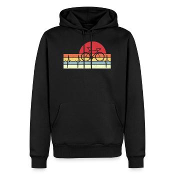 Herzschlag Rennrad Fahrrad Heartbeat Puls Retro - Männer Premium Bio Hoodie - Schwarz - Vorne - Nico (187cm)